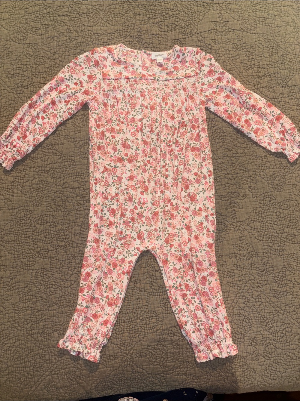 Angel Dear Pink Floral Long-Sleeve One-Piece Bodysuit (Worn Once)